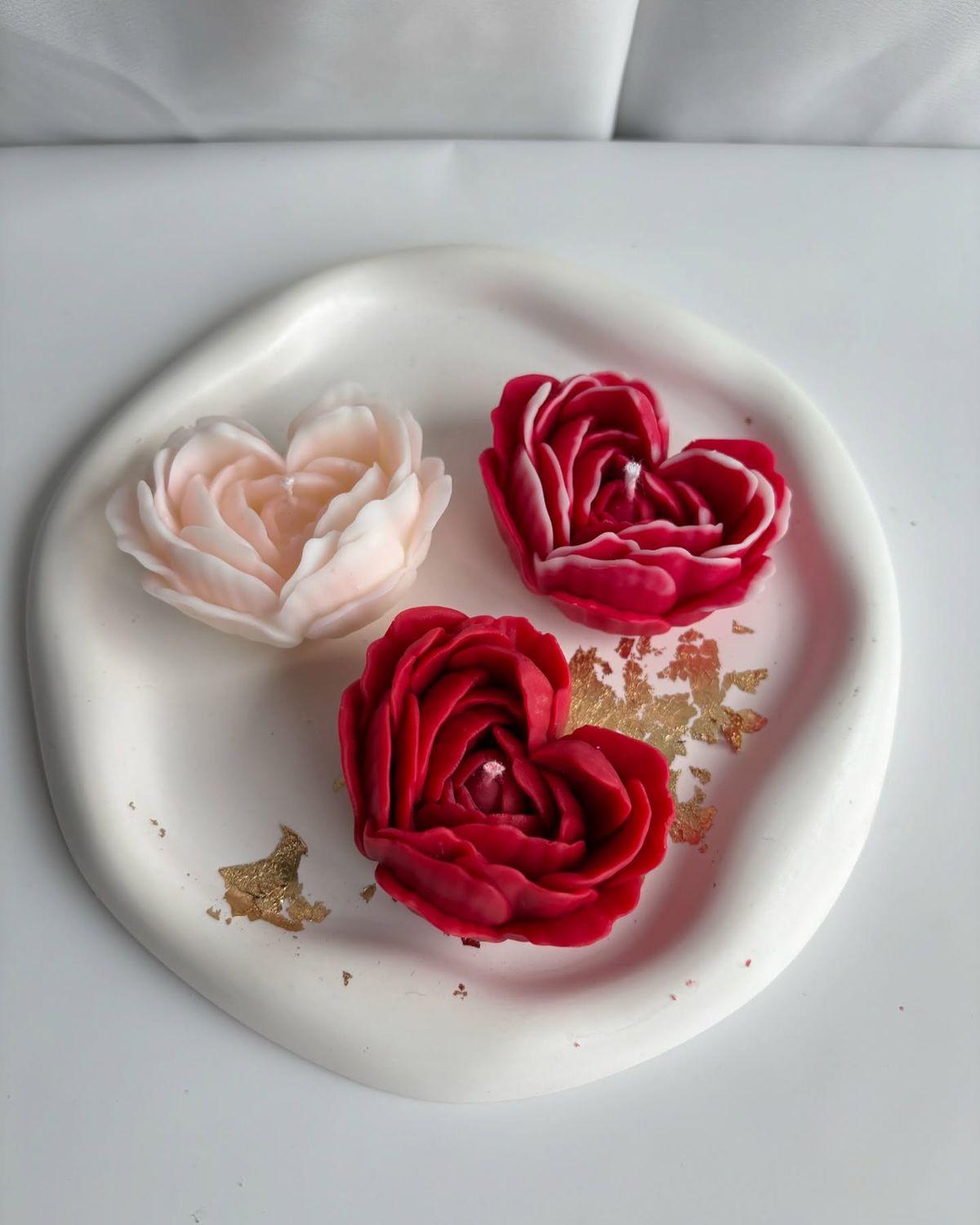 Heart Peony Flower Candle