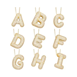 Puffy Paved Initial Pendant